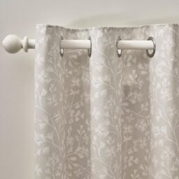 Catherine Lansfield Brooke Floral 66x54 Inch Lined Eyelet Curtains Two Panels Natural