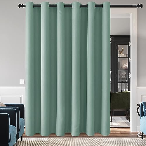 DWCN Blackout Curtain Panel for Bedroom - Thermal Insulated Energy Saving Grommet Blackout Drapery for Patio Door, Room Divider Big Long Curtain, Sage, W100 by L96, 1 PC