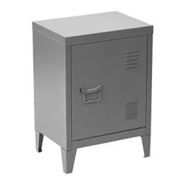 FurnitureR Industrial Metal Storage Cabinet, Compact Steel Side Cabinet for Living Room, Small Space Storage Unit, Grey