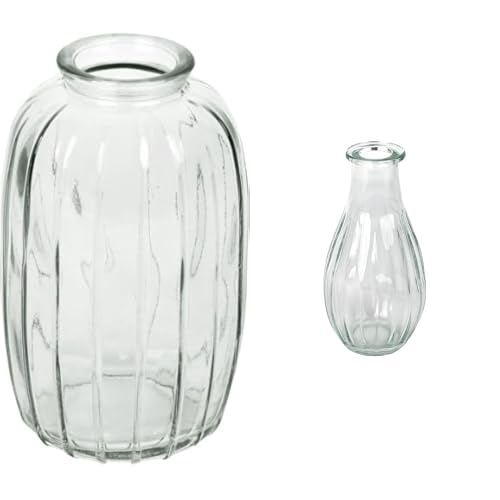 Clear Glass Bud Vase 12cm & Clear Glass Bud Vase 14cm Flower Display Bundle