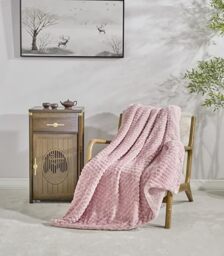 Miracle Home. Fleece Blanket Reversible Microfiber Pearl Flannel Velvet and Sherpa 280GSM-180GSM, Soft, Warm and Lightweight, Machine Washable, 160 X 220, Pink