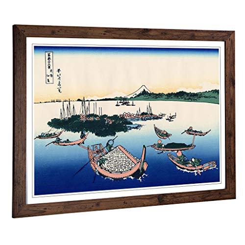 Big Box Art Framed Print of Hokusai Japanese Oriental Tsukada Island Design - Wall Art Picture - Home Decor for Kitchen, Living Room, Bedroom, Hallway, Walnut, A2 / 24.5x18 Inch / 62x45cm