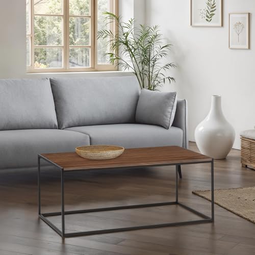 Julian Bowen Tribeca Coffee Table, Black/Walnut Effect - H45 x W110 x D60cm