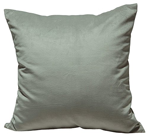 "TangDepot Solid Velvet Throw Pillow Cover/Euro Sham/Cushion Sham, Super Luxury Soft Pillow Cases, Many Color & Size Options - (22""x22"", Silver)"