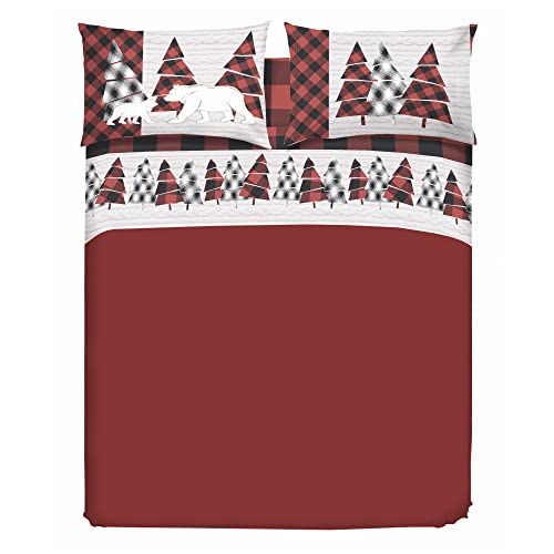 PENSIERI DELICATI 100% Cotton Double Bed Set 180 x 200 Including Bottom Sheet, Top and 2 Pillowcases, Made in Italy, Canada Red