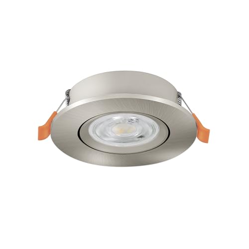 Eglo LED Recessed Spotlight Barranco, Ceiling Spot with Dip Switch, Adjustable Light Fixture Made of Silver Plastic, Warm White - Cool White, Including GU10 Bulb, ∅ 9 cm