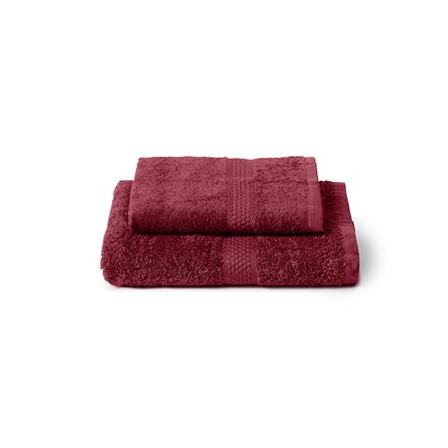 Caleffi Set of 2 Bath Towels and Bidet in Cotton, Wash-resistant Towels, Includes 1 Face Towel 55 x 100 cm and 1 Guest Bidet Towel 40 x 60 cm, 2 Pieces