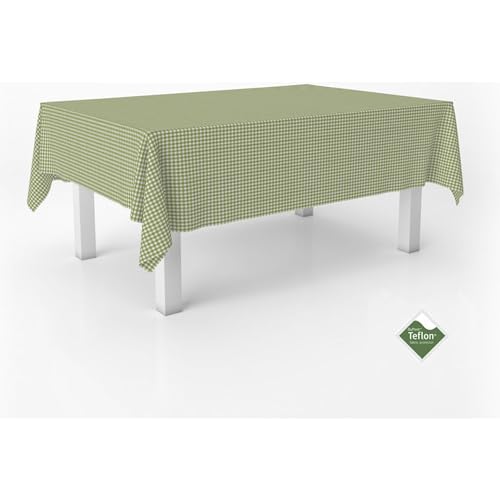ECOMMERC3 - Stain Resistant Vichy Tablecloth for Rectangular Table Size 250 x 140 cm - Vichy Tablecloth with Extra Soft and Waterproof Touch Pistachio