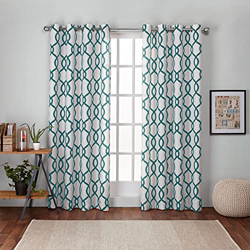 Exclusive Home Curtains Kochi Grommet Top Panel Pair, Teal, 54x96, 2 Piece