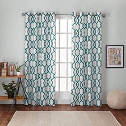 Exclusive Home Curtains Kochi Grommet Top Panel Pair, Teal, 54x96, 2 Piece