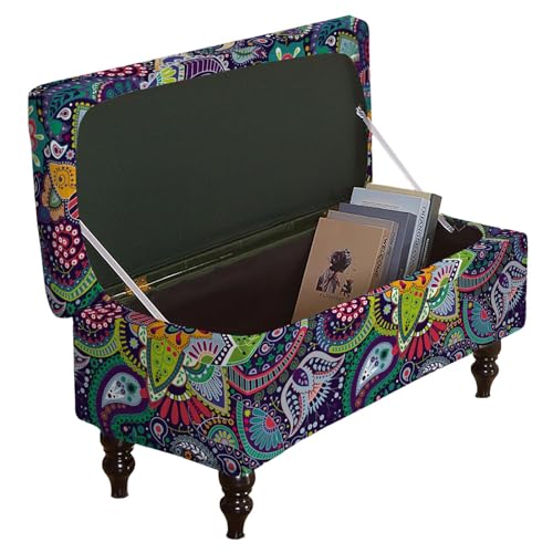 Storage Ottoman Cover Rectangle Ottoman Slipcover Fold Storage Bench Cover - Storage Bench Cover Ottoman Cover Footrest Stool Covers Footstool Protector with Elastic Bottom,Removable Washable,Small