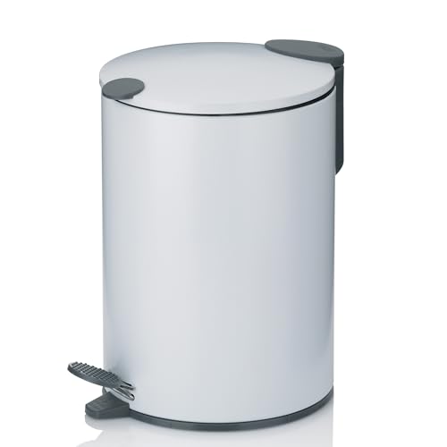 kela 23613 Dust Bin, 3 l, Silent Close, Metal, Mats, White