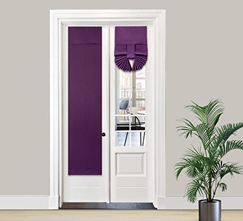 PI Side Door Curtain 2 Panels,Thermal Insulated Privacy Tie up Shade Small Window Covering for Front Door 68 Inches Long (W12XL68-2PC,Royal Purple)