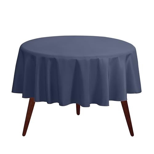 "Gee Di Moda Tablecloth - 120"" Inch Round Tablecloths for Circular Table Cover in Navy Blue Washable Polyester - Great for Buffet Table, Parties, Holiday Dinner & More"