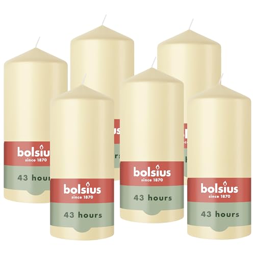 Bolsius – Essentials – Smooth Pillar Candle – Beige – 13 cm – Decorative Candles – Contains Natural Plant-Based Wax – Without Palm Oil