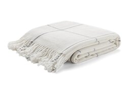"Arus Highlands Collection Tartan Plaid Design Queen Size Throw Blanket Off-White 60"" X 80"""