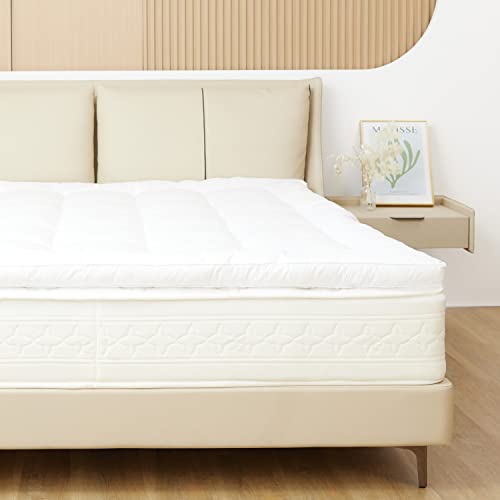 Sweetnight Mattress Topper Super King, 2 Inch Quilted Fluffy Mattress Protector with Elasticized Corner Straps, Quality Mattress Pad Topper, Breathable Microfiber Mattress Cover ( 180 x 200 x 6 cm)