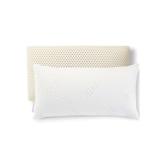 JUVEA Essential w/Organic Cotton - 100% Natural Talalay Latex Low-Profile Bed Pillow for Sleeping. Breathable, Pressure Relief, Durable. Oeko-TEX & FSC ® Certified