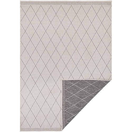 freundin Home Collection Nora Indoor & Outdoor Rug - Reversible Rug Weatherproof Modern Design Rug for Balcony, Patio, Conservatory, Bath Mat, Living Room Rug, Grey, Cream, 120 x 170 cm