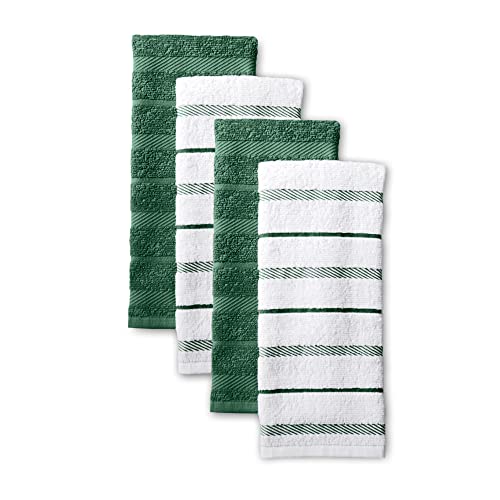 "KitchenAid Albany Kitchen Towel 4-Pack Set, Pebbled Palm Green/White, 16""x26"""