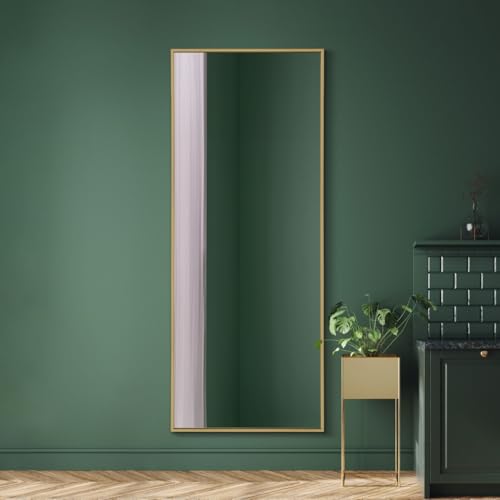 MirrorOutlet The Artus - Gold Modern Aluminium Edged Wall Mirror 4ft11 X 2ft (150CM X 60CM) Silver Mirror Glass