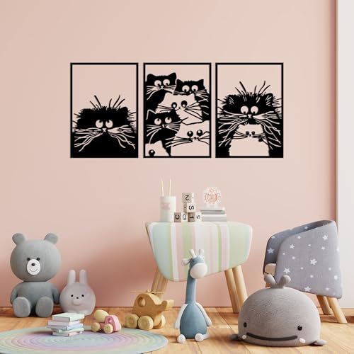 Stylish Black Decorative Metal Wall Accessory (3 Pieces), 50 x 70 cm, 100% Metal, 1.5 mm Thickness, Perfect for Modern Home Decor & Art Display