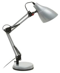 Premier Housewares LED Lamp Desk Silver Desk Lamp Adjustable Metallic Light For Office Sleek Silver Desk Lamp Finish Desk Lamp And Movable Shade 18 x 47 x 16 cm