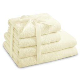 AmeliaHome Set 4pcs 2 Towels 50x100 cm and 2 Bath Towels 70x140 cm 100% Cotton Absorbent Ecru Cream Amari