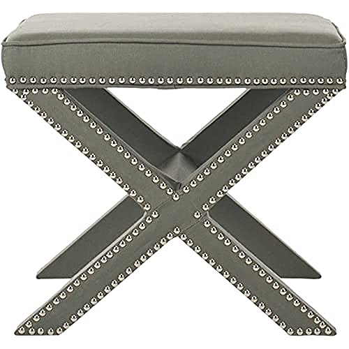 SAFAVIEH Upholstered Ottoman, in Multi and Beige, 55 X 55 X 50