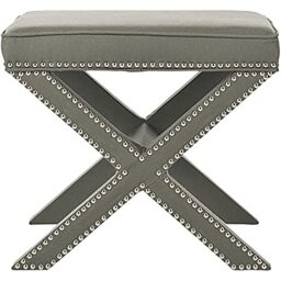 SAFAVIEH Upholstered Ottoman, in Multi and Beige, 55 X 55 X 50
