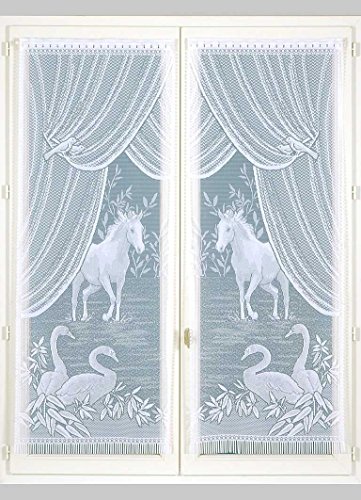 HomeMaison Equestre Curtains, Spirit, Polyester, white, 120 x 60 cm