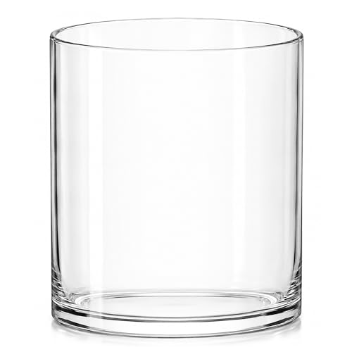 "Royal Imports Flower Glass Vase Decorative Centerpiece for Home or Wedding - Cylinder Shape (5"" wide x 6"" tall, Clear)"