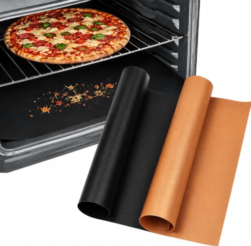 Amig - Pack of 2 Baking Mats - 50 x 40 cm - Black and Gold - PTFE Oven Mats - Reusable Sheets - Non-Stick and Easy to Clean - Mod. AM11