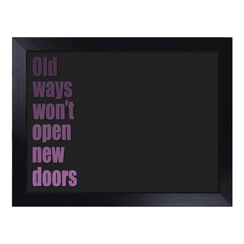 Lap Tray with Bean Bag Cushion, New Doors Typography Quote - Handmade in the UK, Raised Wooden Edge, Padded Cushion, Heat-Resistant Wipe-Clean Surface, for Meals, Laptops and Crafts