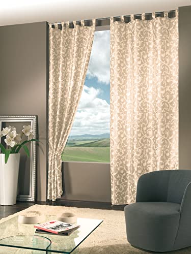 Home Collection mon114 Monaco Jacquard Curtain 290x140x290 cm natural