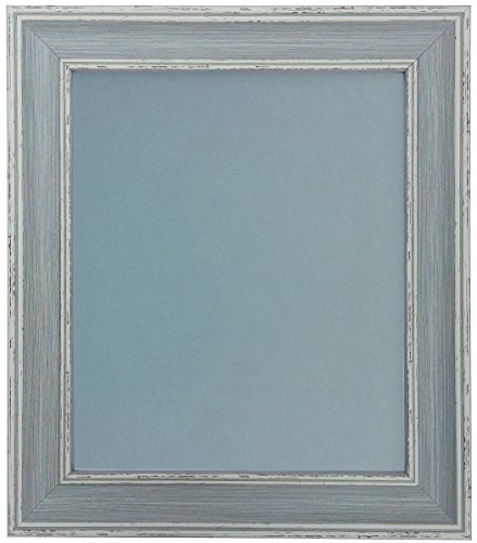 Scandi Distressed Blue Picture Photo Frame with Blue Backing Board 16 x 12 inch