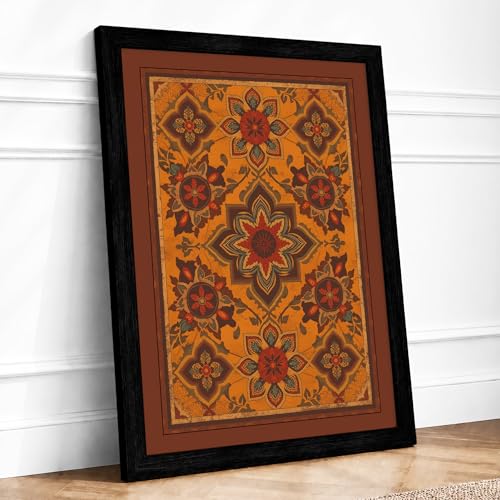 Ornate Eastern Tapestry Eclectic Framed Wall Art Print A3 Black