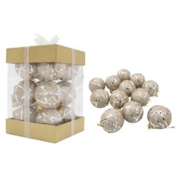 12Pcs Baubles Christmas Tree Hanging Decorations Gold 4cm