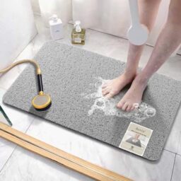 Asvin Soft Textured Bath, Shower, Tub Mat, 24x32 Inch, Phthalate Free, Non Slip Comfort Bathtub Mats with Drain, PVC Loofah Bathroom Mats for Wet Areas, Quick Drying