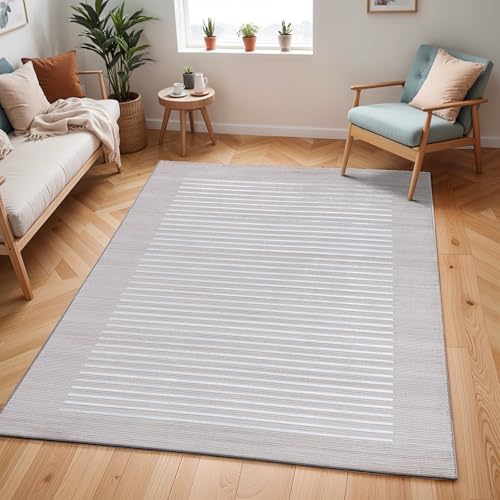 Livabliss Zagora Living Room Boho Large Bedroom 200 x 275 cm - Dining Room with Geometric Pattern, Scandinavian Living Room Modern in Beige, White and Grey