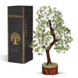 YATSKIA Green Jade Stone - Artificial Bonsai Tree, Crystal Tree of Life, Healing Crystals, Gem Stone Decor, Balancing Crystal Items for Gift