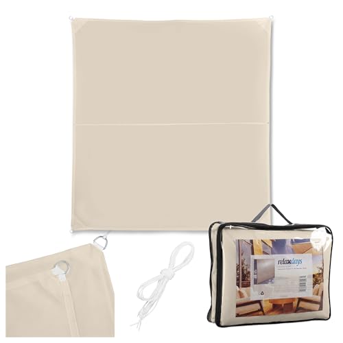 Relaxdays shade sail, polyester, water-repellent, sailcloth with eyelets & guy ropes, sizes & colours