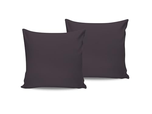Luxurious Satin Pillowcase Set (2 Pieces), Dark Grey, 80 x 80 cm, 100% Cotton Satin, 210 Thread Count, Envelope Closure, Machine Washable at 30°C