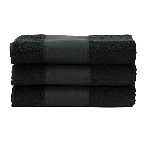 A&R Towels Print-Me Hand Towel, Black, One Size 50x100cm