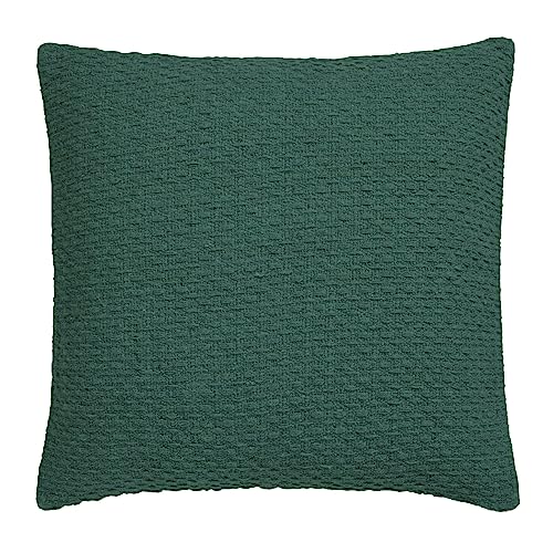 Drift Home Hayden Cushion Cover 43 x 43cm – Green Textured Weave Cushion Cover Made from 100% Recycled Cotton