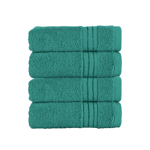 Elegant Comfort Premium Turkish Cotton 4 Pack Hand Towel Set - 16 x 28 inch, Luxurious Hotel Spa Quality 100% Turkish Cotton 4PC Hand Towel Set - Highly Absorbent - Soft Bathroom Towels, Turquoise