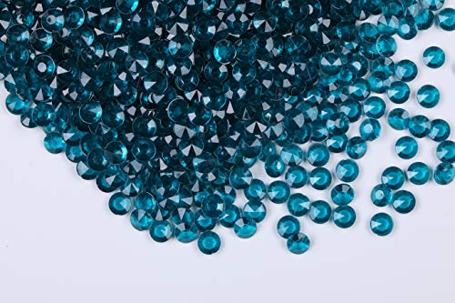 Gintoaria 1000pcs/ Pack Wedding Table Acrylic Diamond Scatter Crystals Confetti Acrylic Gems Vase Fillers Rhinestones for Wedding, Bridal Shower, Vase Beads Decorations (12mm, Turquoise)
