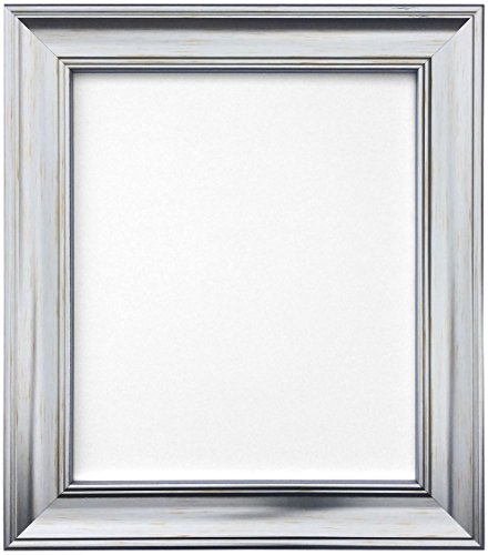 Scandi Distressed Silver Picture Photo frame with White Backing Board 8 x 8 inch