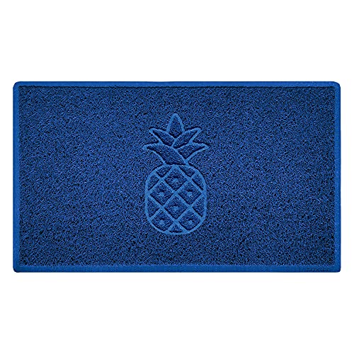 Nicoman Pineapple Embossed Shape Door Mat Dirt-Trapper Washable Barrier Doormat-(Use Indoor or Sheltered Outdoor)-(75x44cm/29.5x17.3inches,Medium) Blue