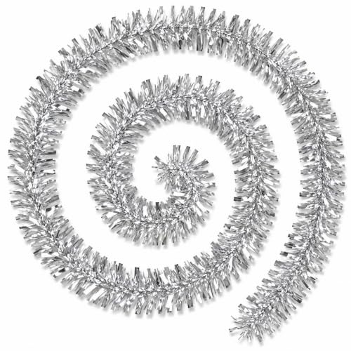 4 Pcs Chunky Christmas Tinsel Garland 2m Silver Xmas Decoration
